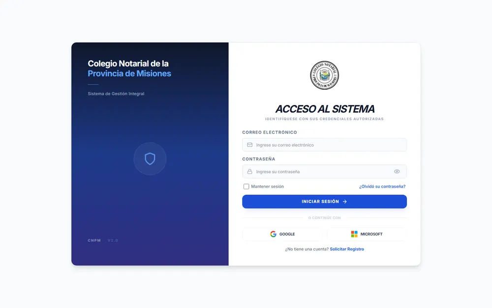 Live screenshot of colegio notarial de la provincia de misiones